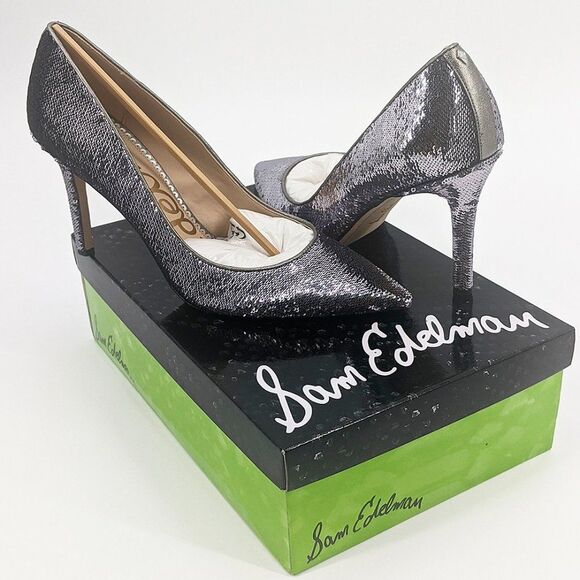 Sam Edelman Hazel Shoes Pumps Size 10 Pointy Toe Metallic Sequin Party Glam Chic - Picture 2 of 11